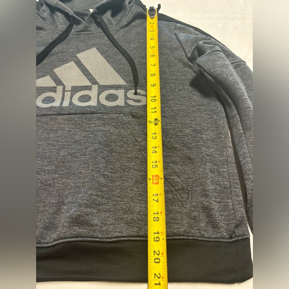 Adidas Unisex‎ Gray Black Long Sleeve Hoodie Sweatshirt Size M w/ Thumbholes - Picture 4 of 16